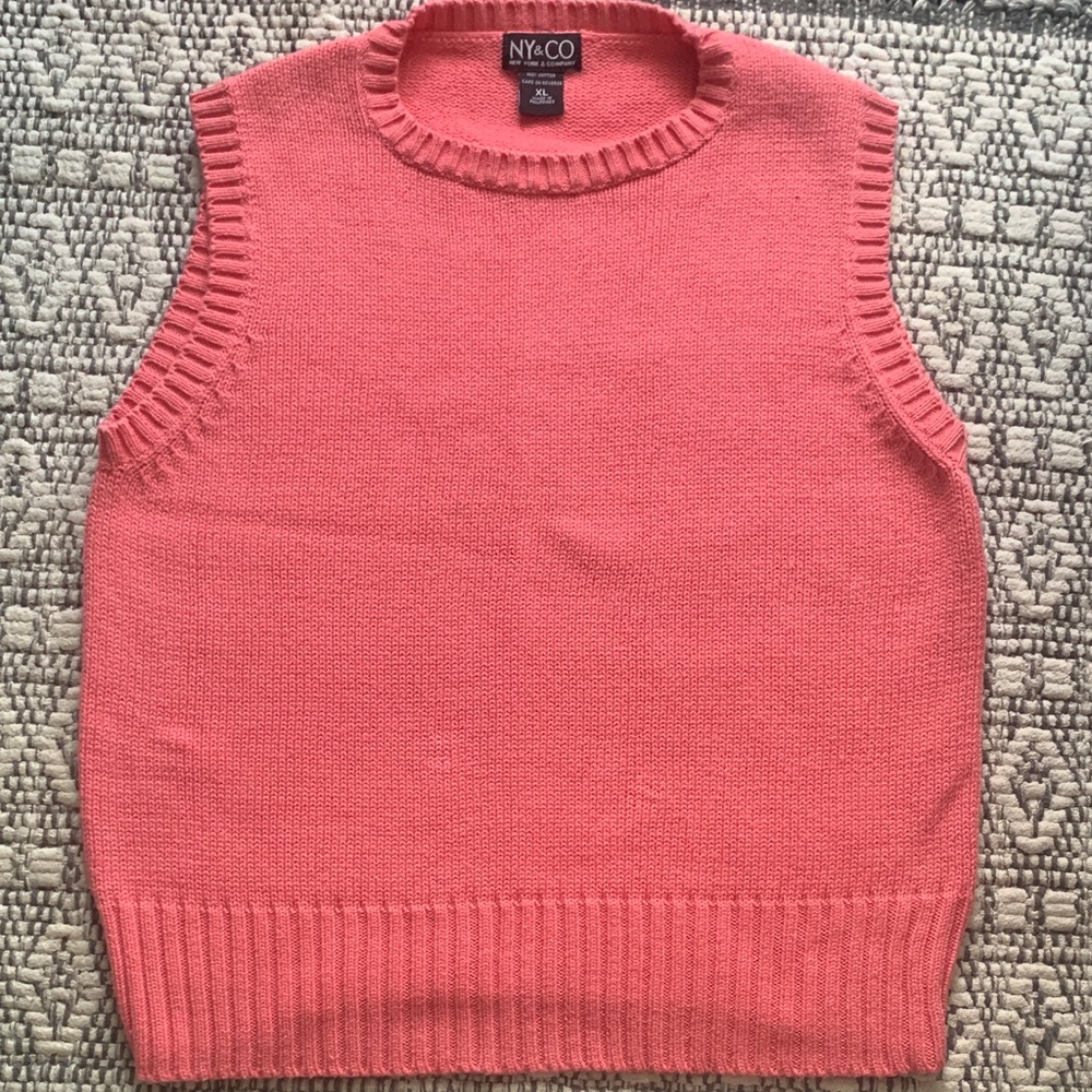 New York & Company Coral Crew Neck Sweater Vest
